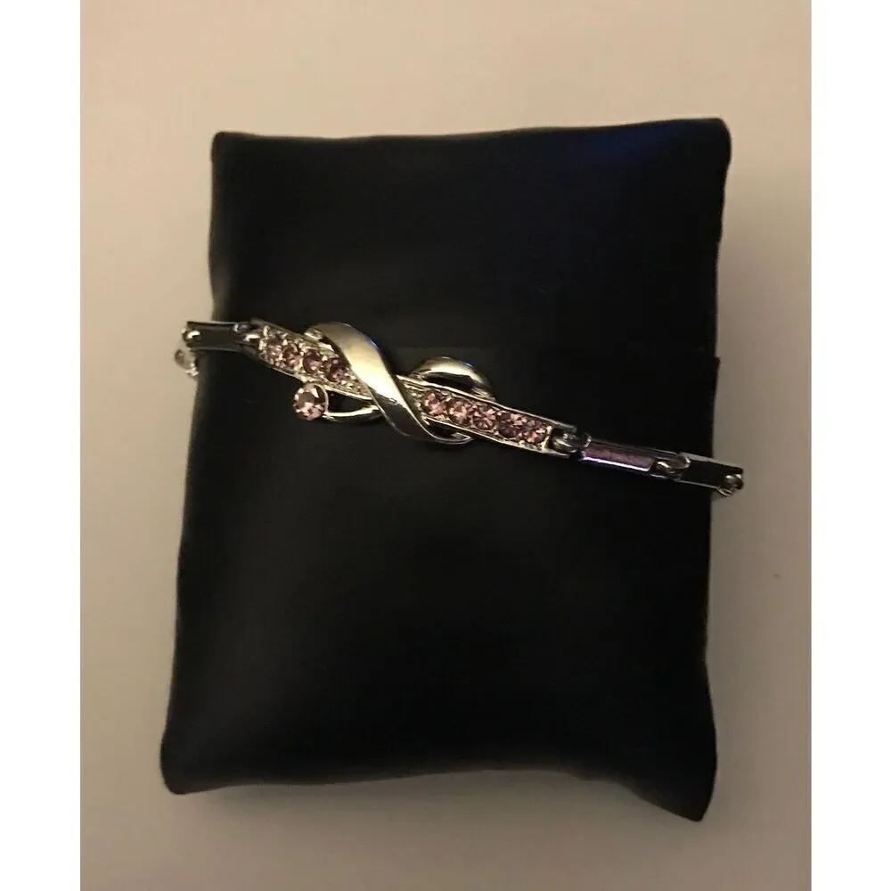 Silver Pink Sapphire Infinity Bracelet